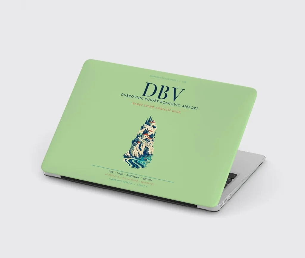 Dubrovnik Ruđer Bošković Airport (DBV) design on light green MacBook case
