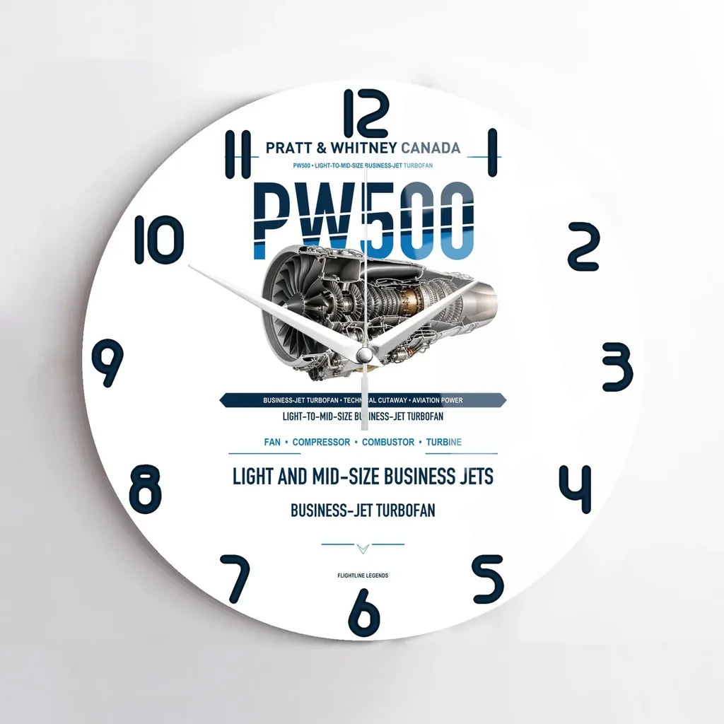 PW500 design on white no frame wall clock