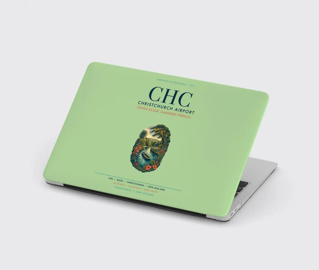 Christchurch Airport (CHC) design on light green MacBook case