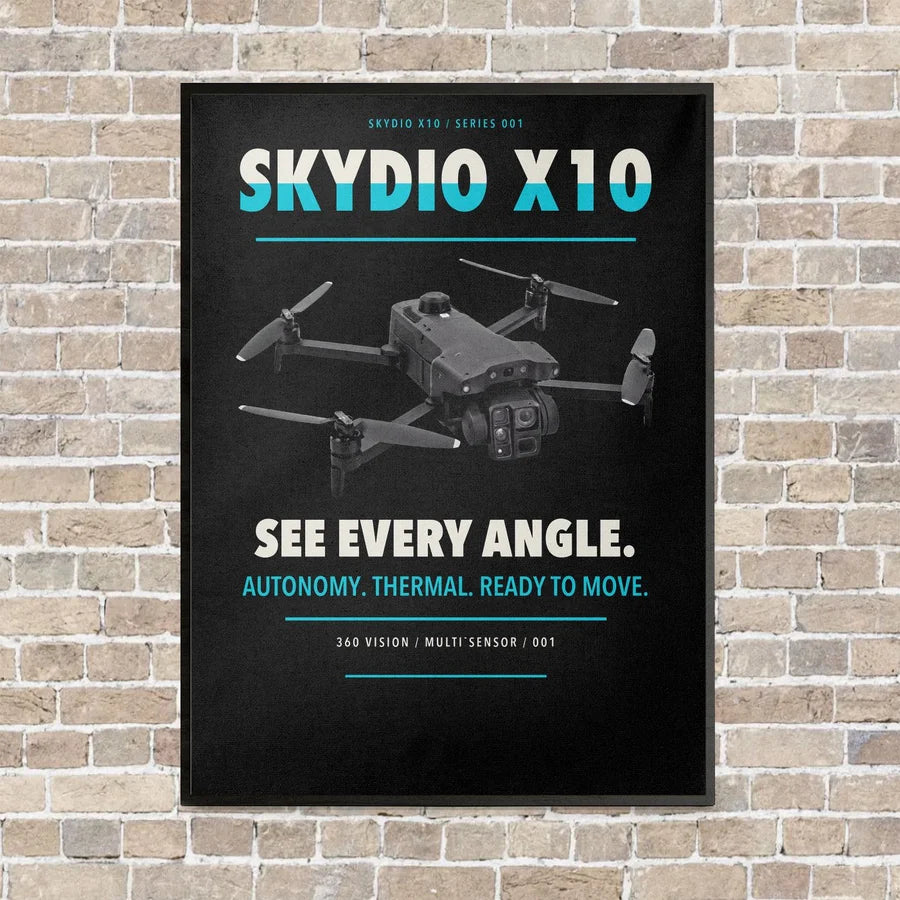 Skydio X10 vertical canvas print - framed - black background