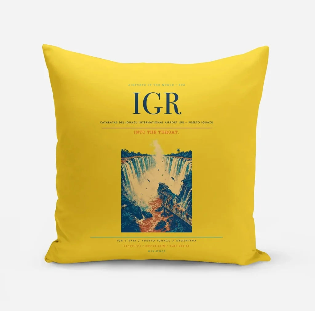 Cataratas del Iguazu International Airport (IGR) design on yellow pillow
