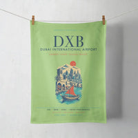 Thumbnail for Dubai International Airport (DXB) design on light green towel