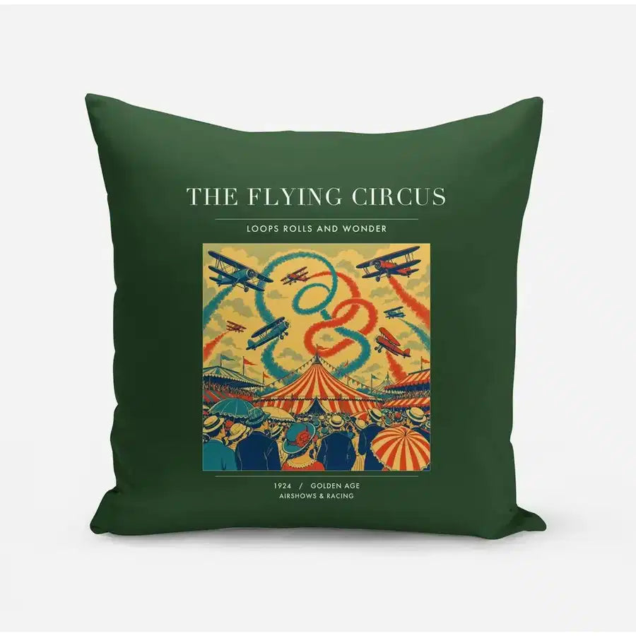 VINTAGE G4026 - The Flying Circus - Designed Pillows design on darkgreen