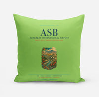 Thumbnail for Ashgabat International Airport (ASB) design on light green pillow