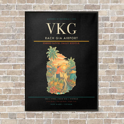 Rach Gia Airport VKG vertical canvas print - framed - black background