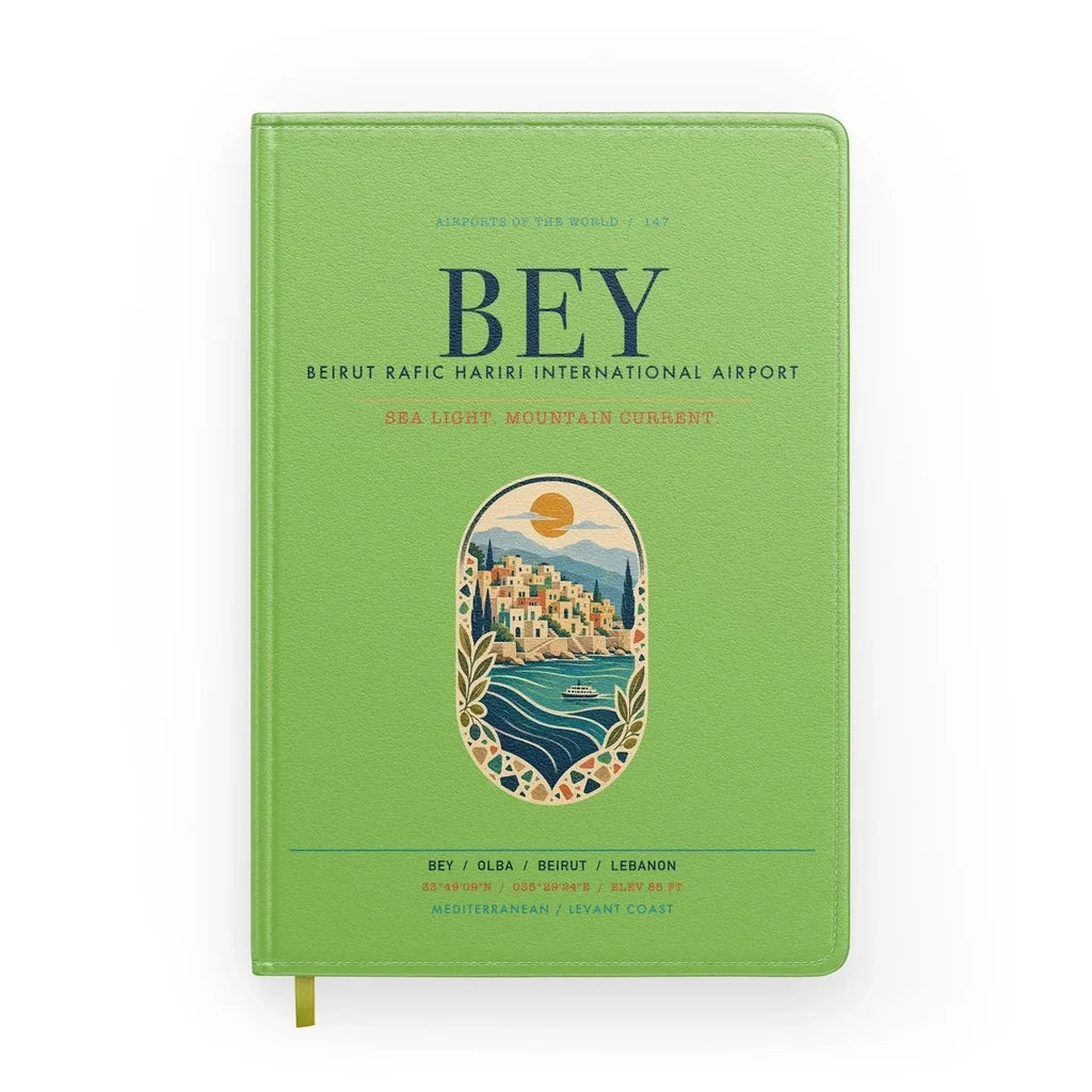 Beirut Rafic Hariri International Airport (BEY) design on light green notebook