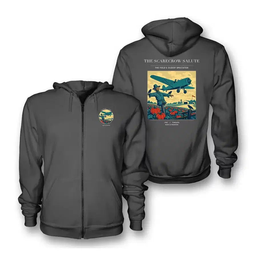 VINTAGE G4396 - The Scarecrow Salute - Premium Zipped Hoodie design on darkgray