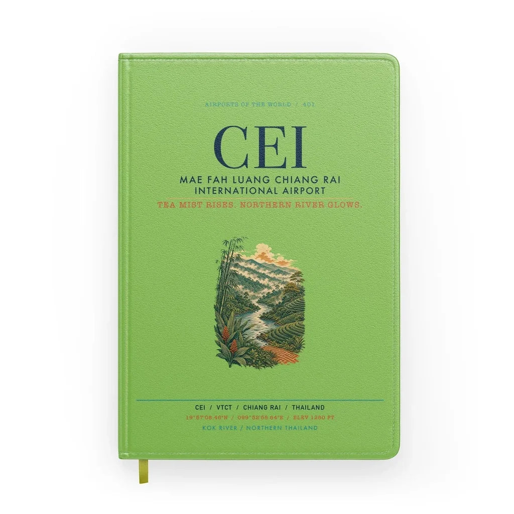 Mae Fah Luang Chiang Rai International Airport (CEI) design on light green notebook