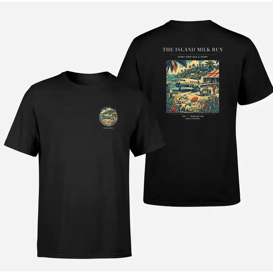 VINTAGE G4084 - The Island Milk Run - Double-Side T-Shirt design on black double side t shirt
