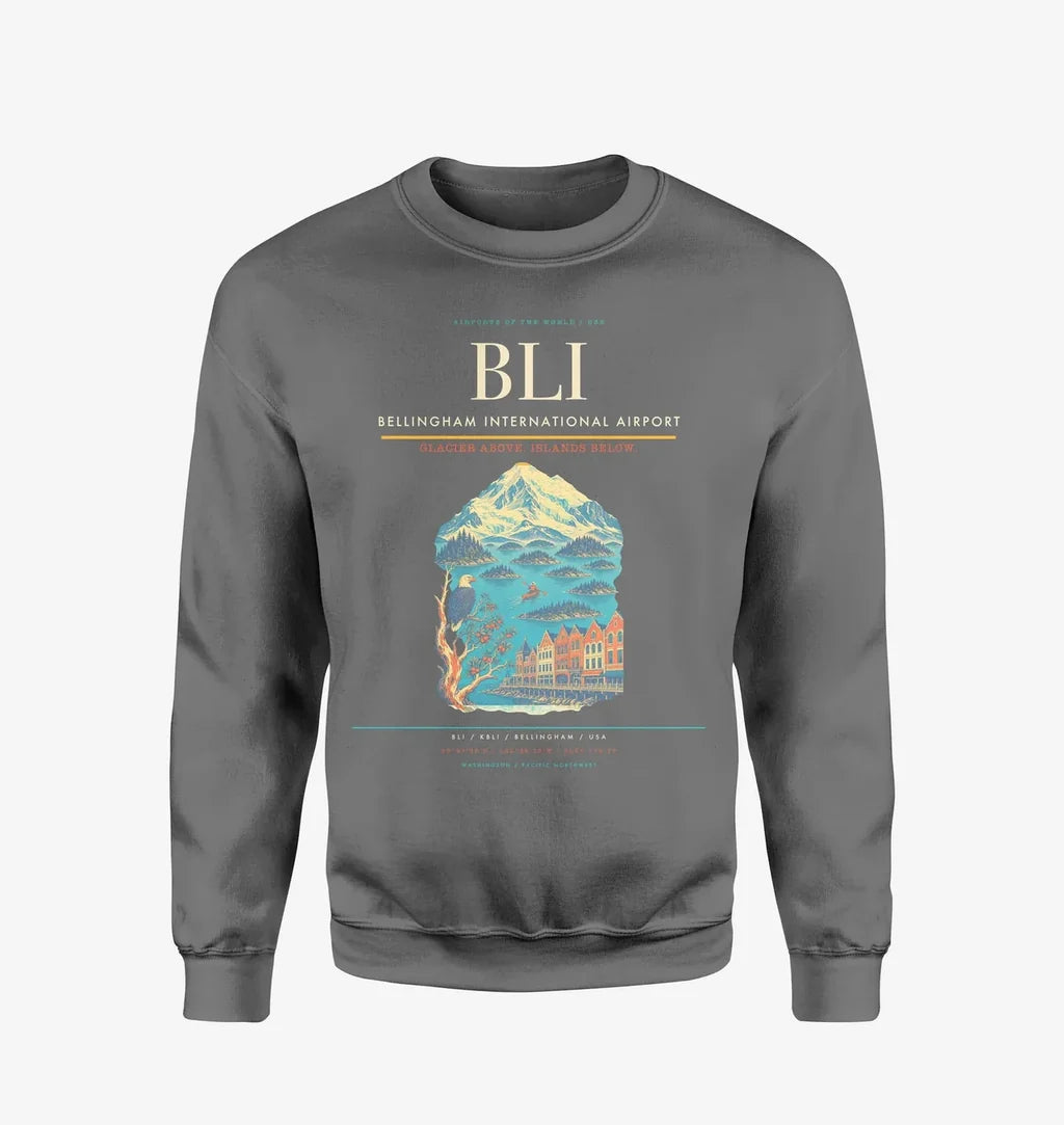 Bellingham International Airport BLI Sweatshirt - Gray