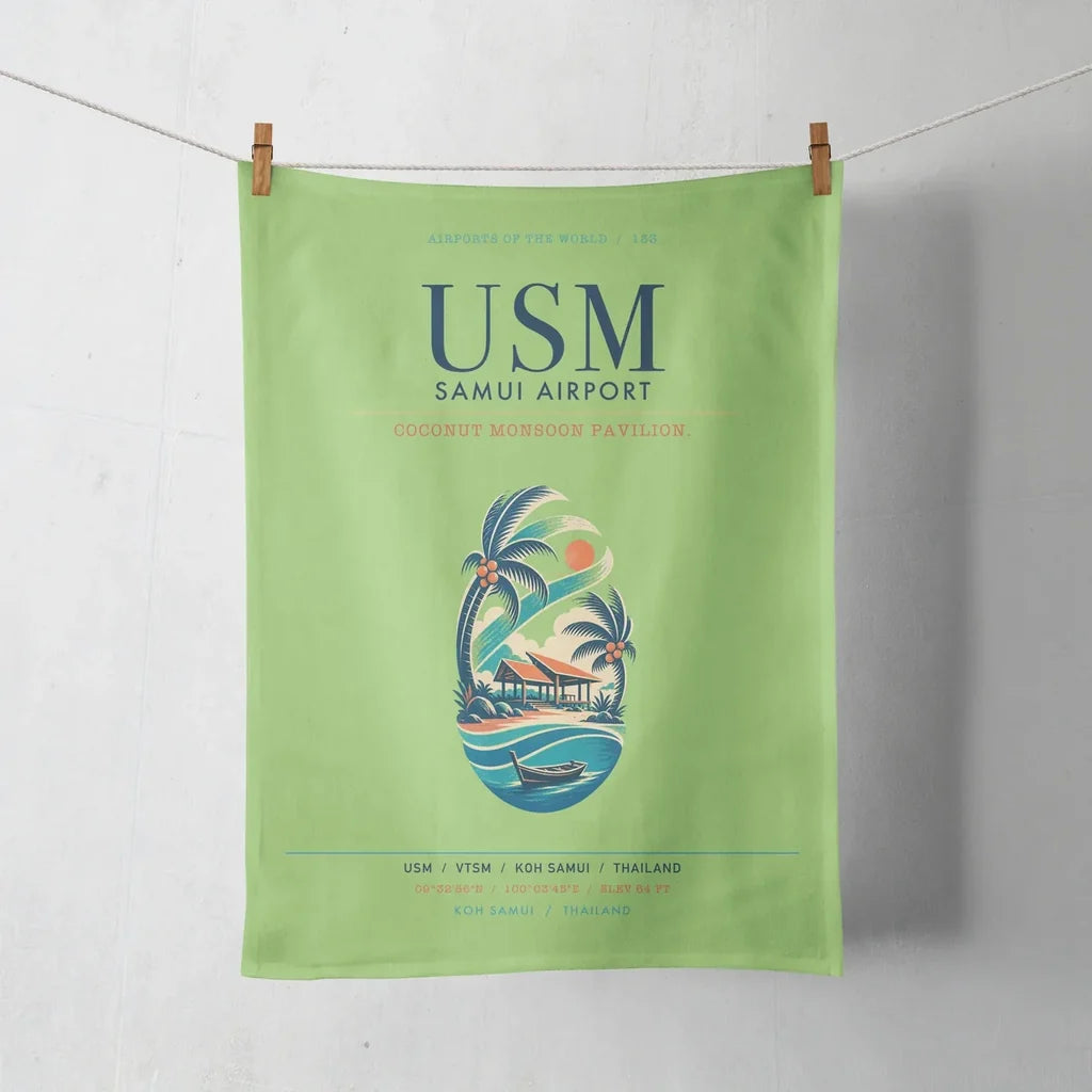 Samui Airport Koh Samui (USM) design on light green towel