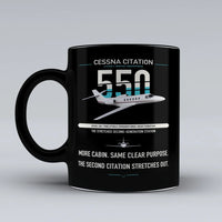Thumbnail for Cessna Citation 550 - Citation II design on black ceramic mug, double-side print