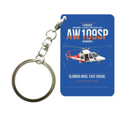 Thumbnail for Leonardo AW109SP GrandNew design on blue designed key chain, double-side print