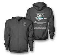 Thumbnail for Cessna Citation 500 - Citation I design on dark gray premium zipped hoodie, double-side print