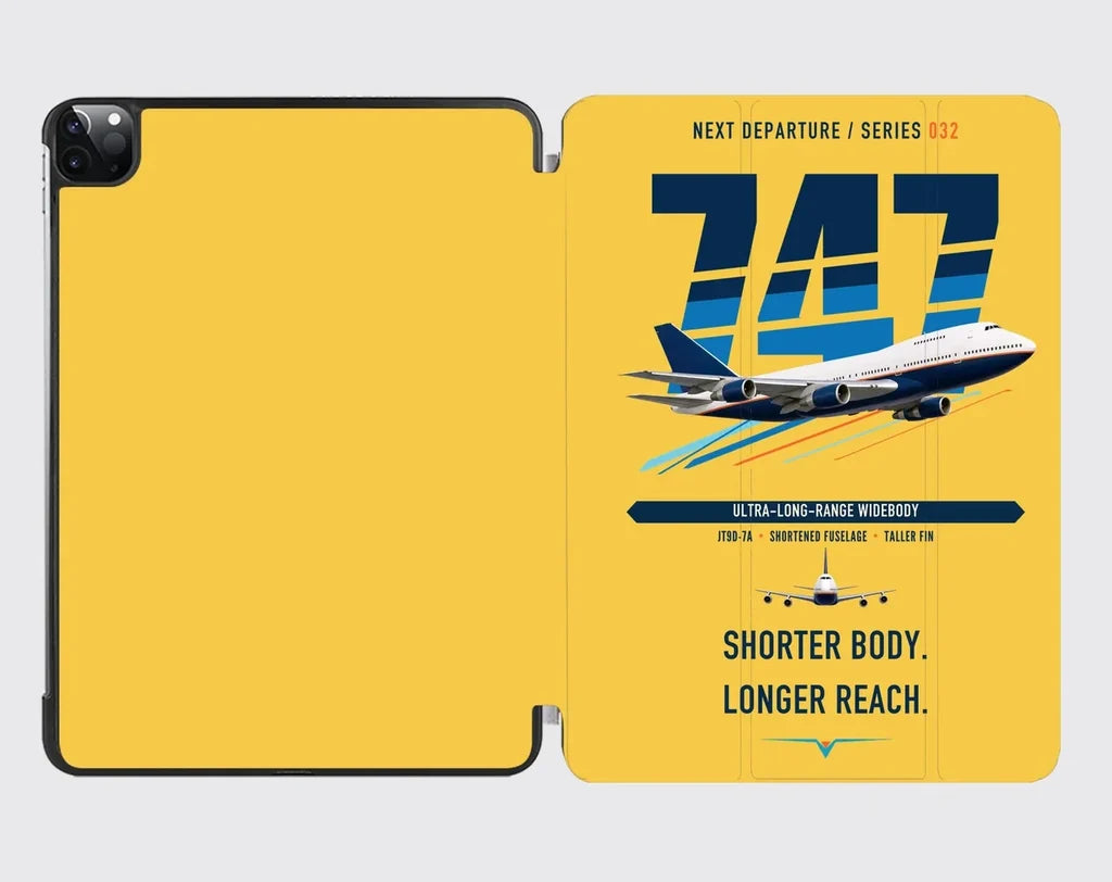 Boeing 747SP design on yellow ipad tablet case