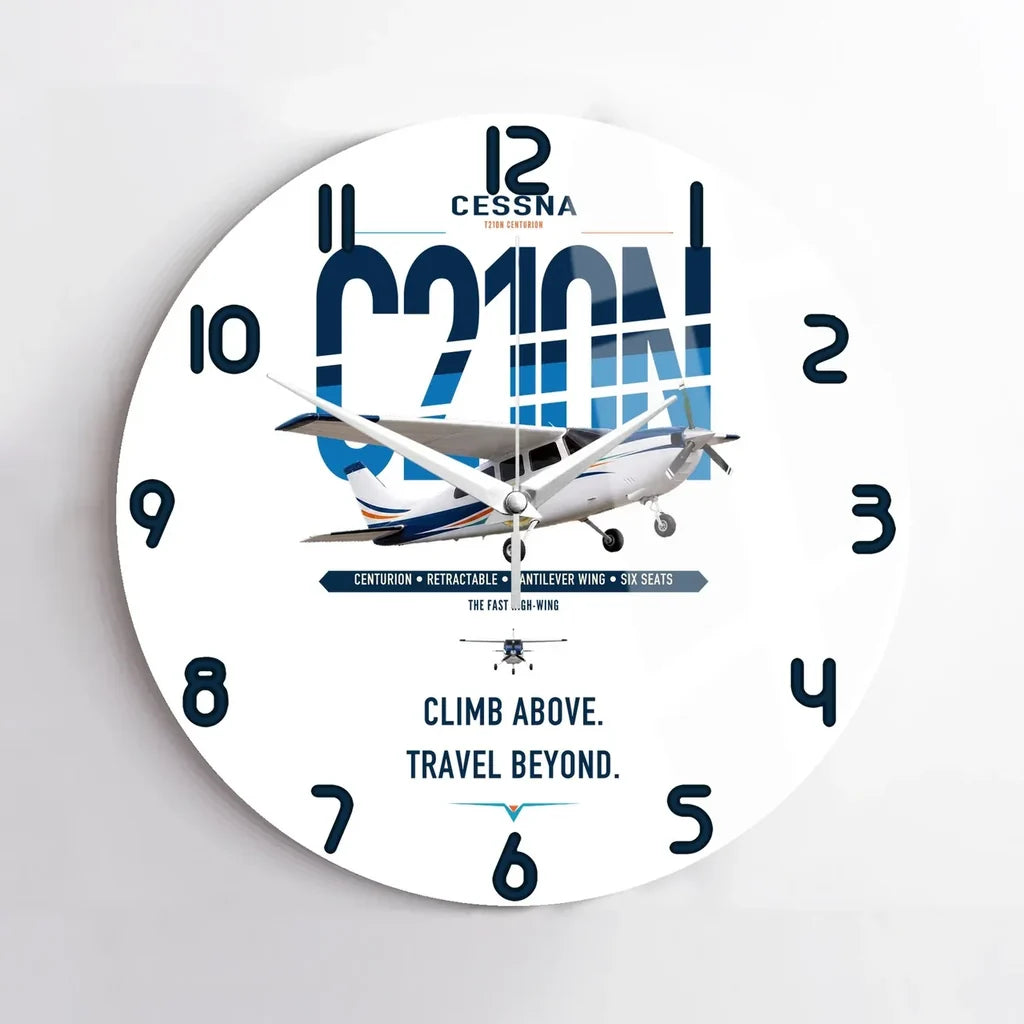 Cessna T210N Centurion design on white no frame wall clock