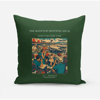 Thumbnail for VINTAGE G4221 - The Rooftop Spotting Deck - Designed Pillows design on darkgreen
