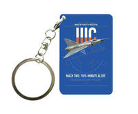 Thumbnail for Dassault Mirage IIIC design on blue designed key chain, double-side print