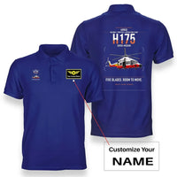 Thumbnail for Airbus H175 design on blue+name double-side polo t-shirt, double-side print