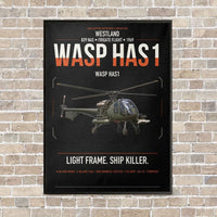 Thumbnail for Westland Wasp HAS1 vertical canvas print - framed - black background