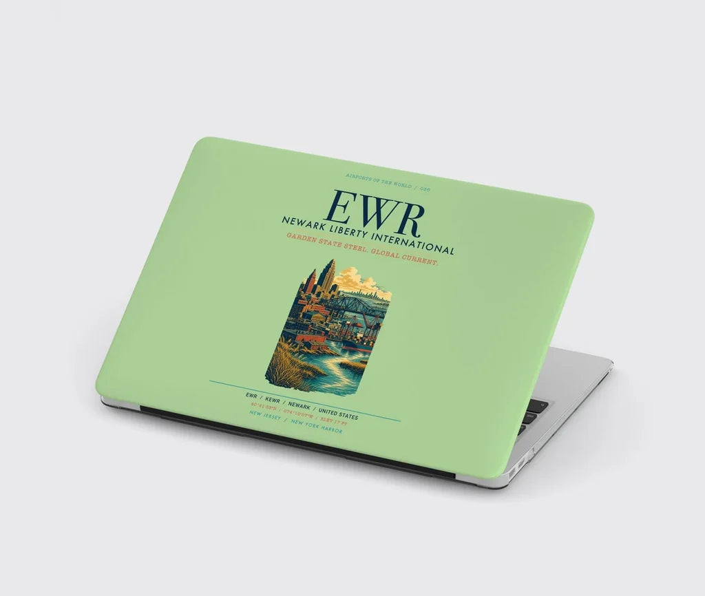 Newark Liberty International Airport (EWR) design on light green MacBook case