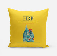 Thumbnail for Harbin Taiping International Airport (HRB) design on yellow pillow