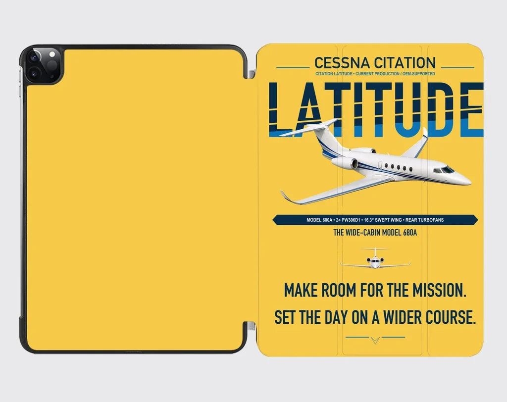 Cessna Citation Latitude design on yellow ipad tablet case