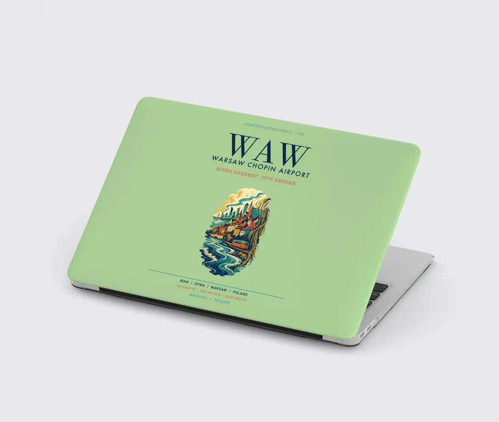 Warsaw Chopin Airport (WAW) design on light green MacBook case