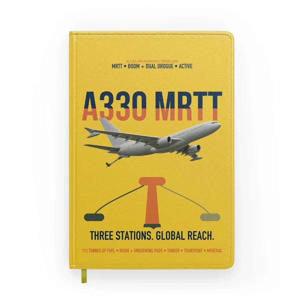 Airbus A330 MRTT design on yellow notebook