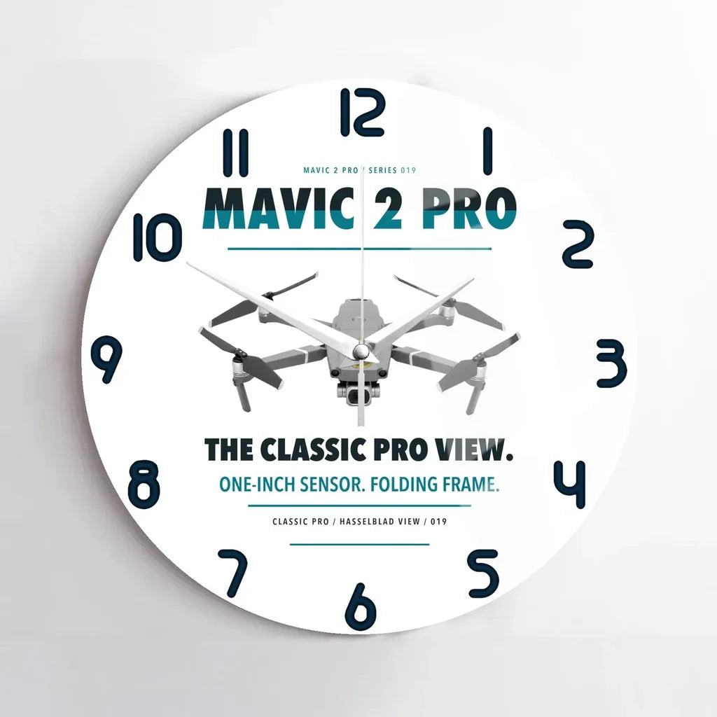 DJI Mavic 2 Pro design on white no frame wall clock