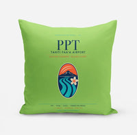 Thumbnail for Tahiti Faa'a Airport (PPT) design on light green pillow
