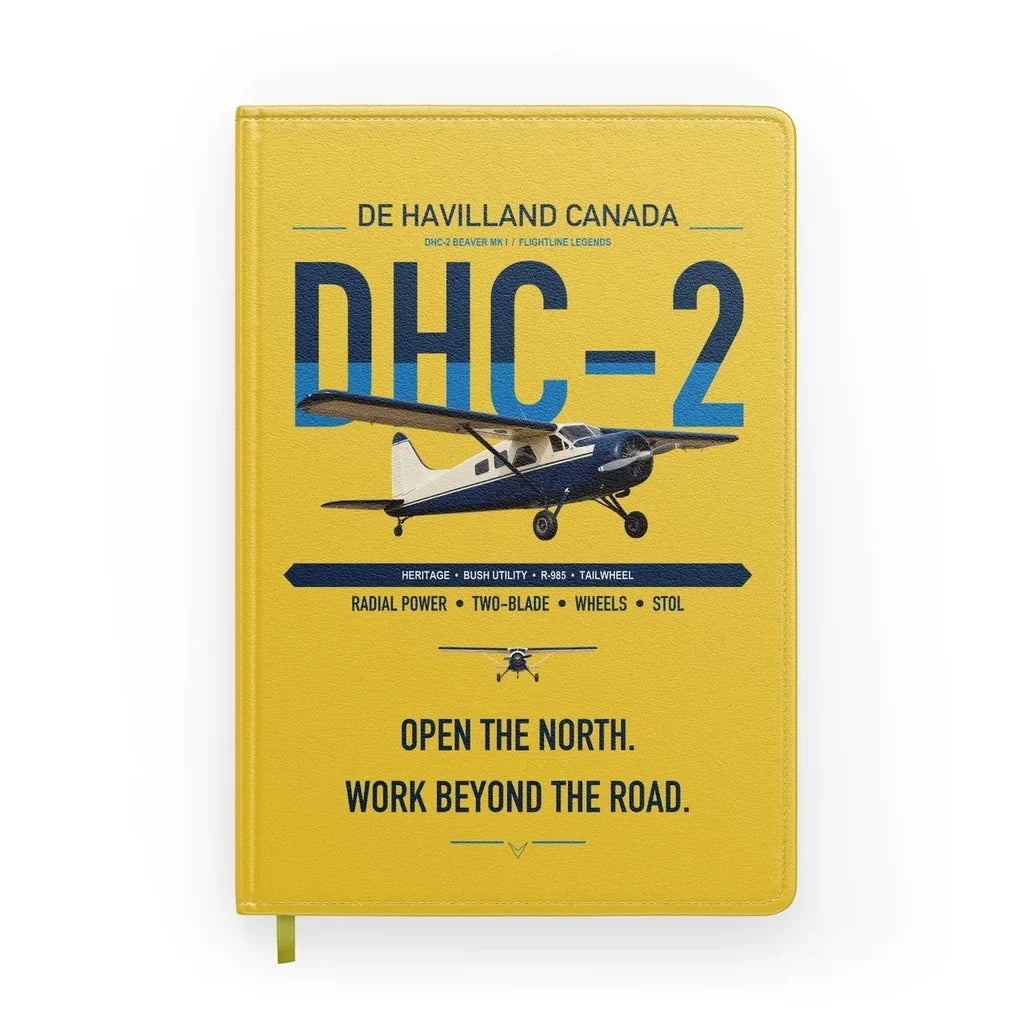 DHC-2 Beaver Mk I design on yellow notebook