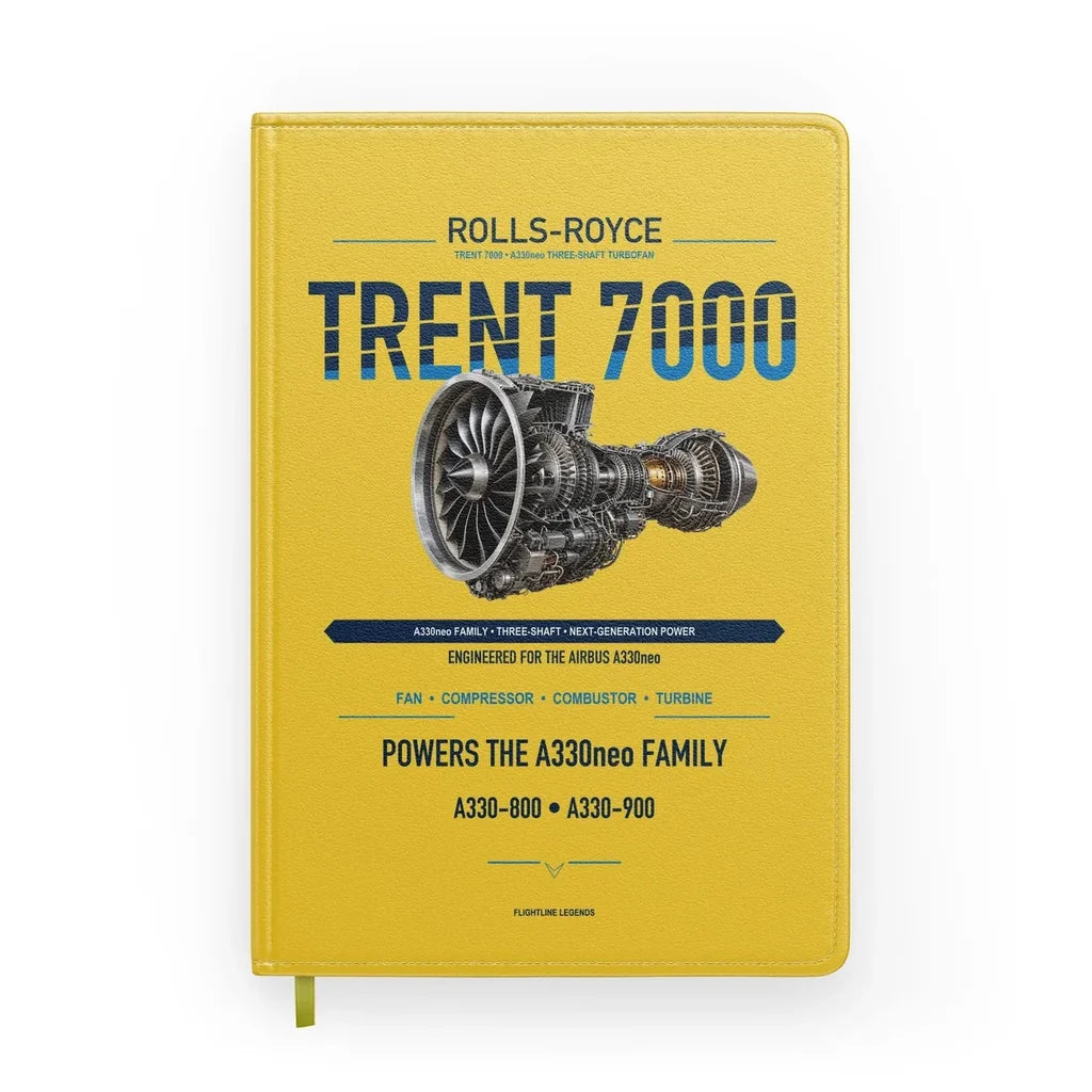TRENT 7000 design on yellow notebook