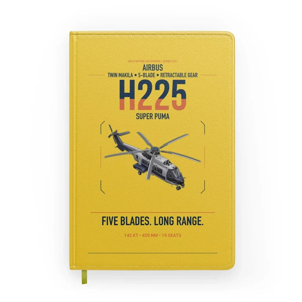 Airbus H225 design on yellow notebook