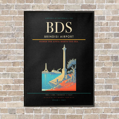 Brindisi Airport BDS - Canvas Framed - Black