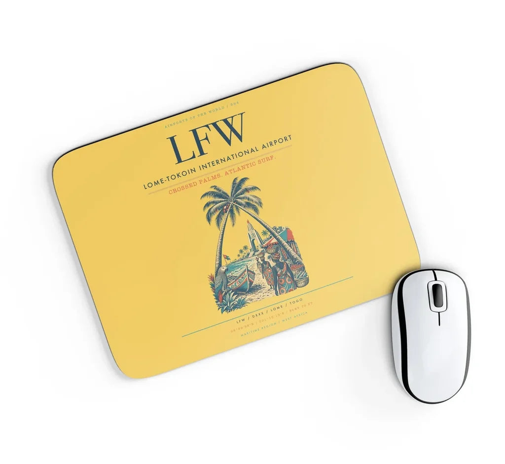 Lome-Tokoin International Airport (LFW) design on yellow rectangle mouse pad