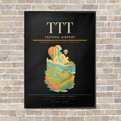 Taitung Airport TTT vertical canvas print - framed - black background