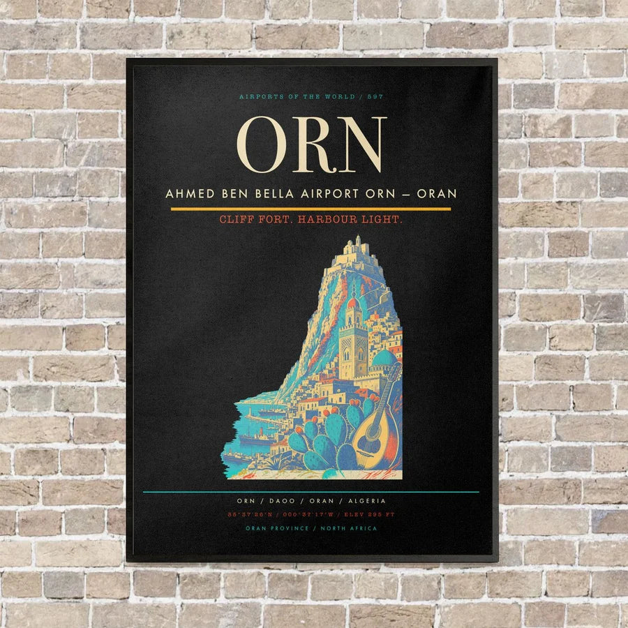 Ahmed Ben Bella Airport ORN — Oran vertical canvas print - framed - black background