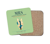 Thumbnail for Marseille Provence Airport (MRS) design on light green 1 piece coaster