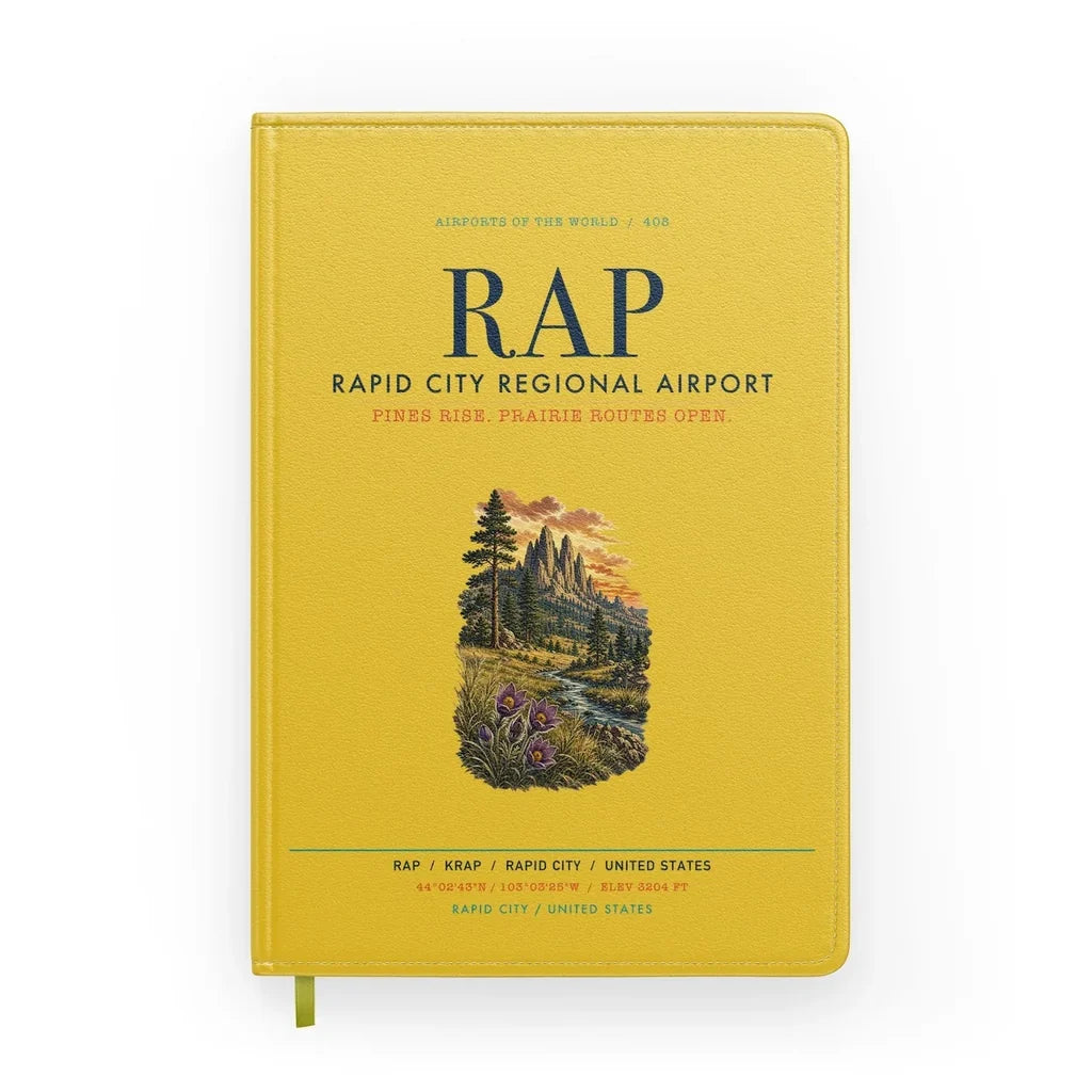 Rapid City Regional Airport (RAP) design on yellow notebook