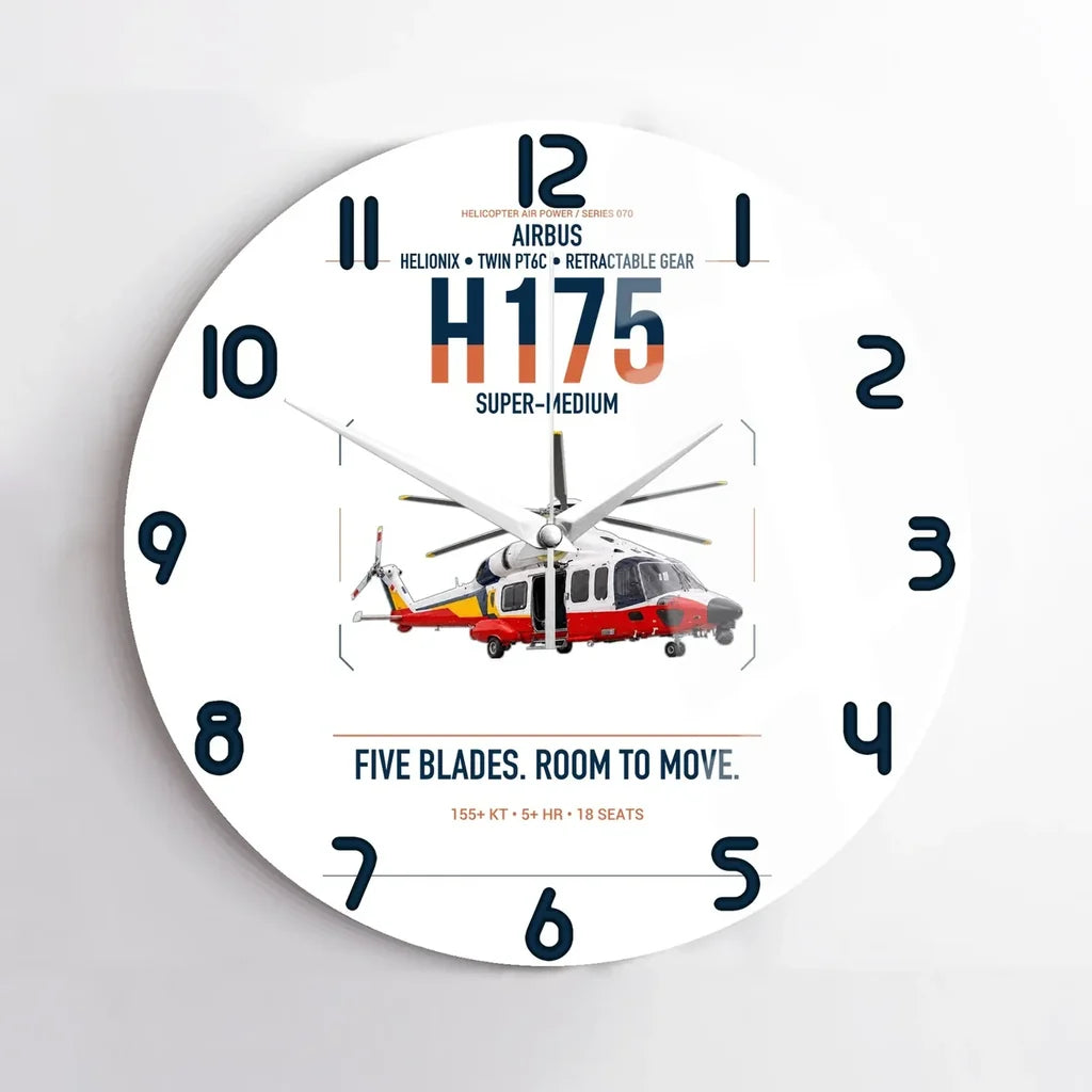 Airbus H175 design on white no frame wall clock