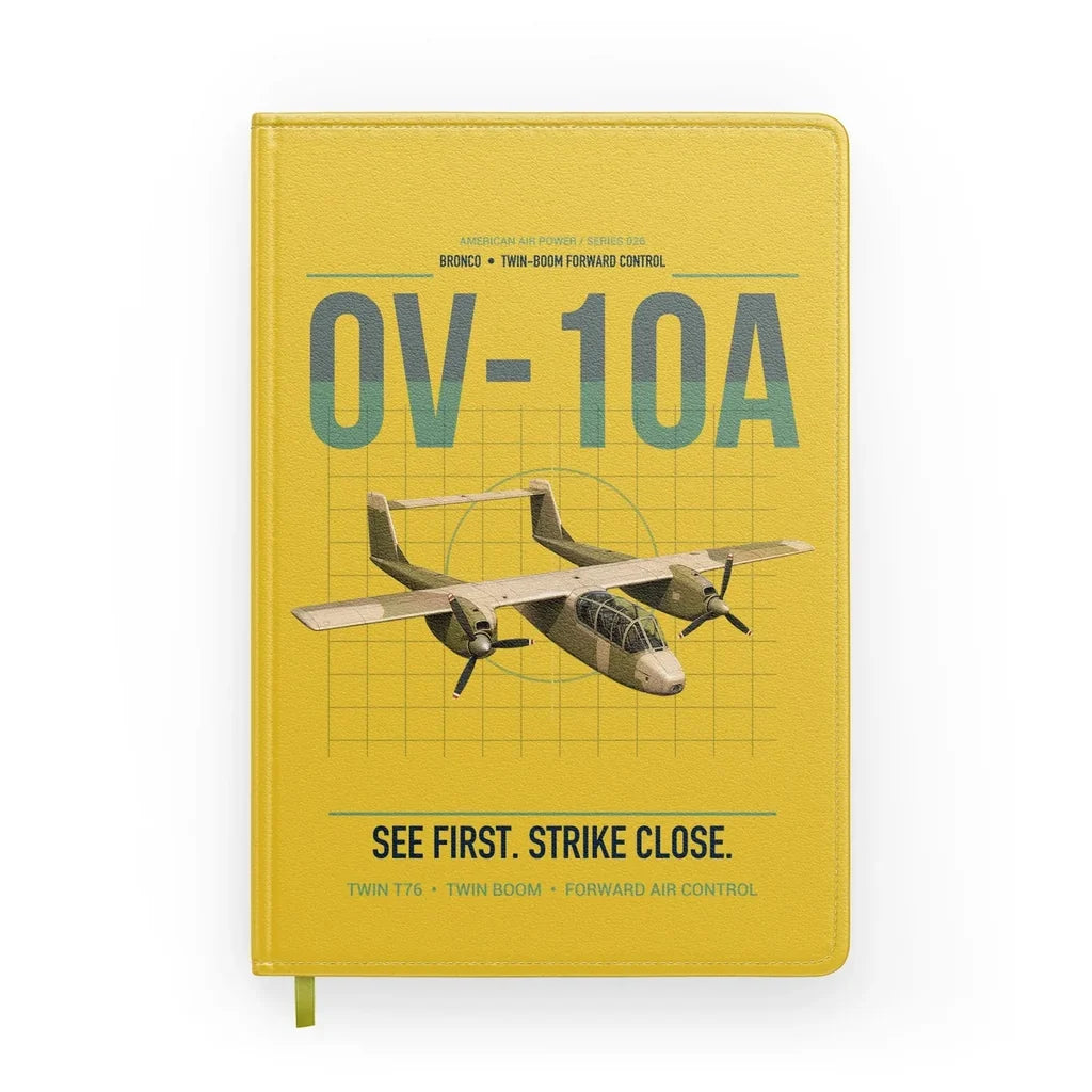 OV-10A Bronco design on yellow notebook