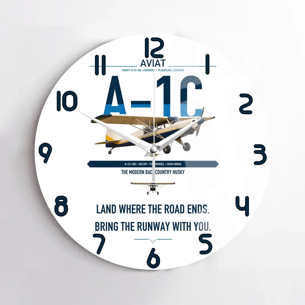 Aviat Husky A-1C-180 design on white no frame wall clock