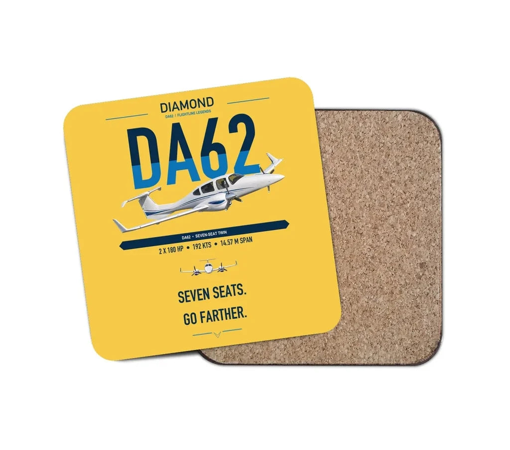 Diamond DA62 design on yellow 1 piece coaster