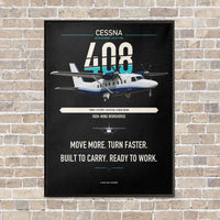 Thumbnail for Cessna 408 SkyCourier vertical canvas print - framed - black background