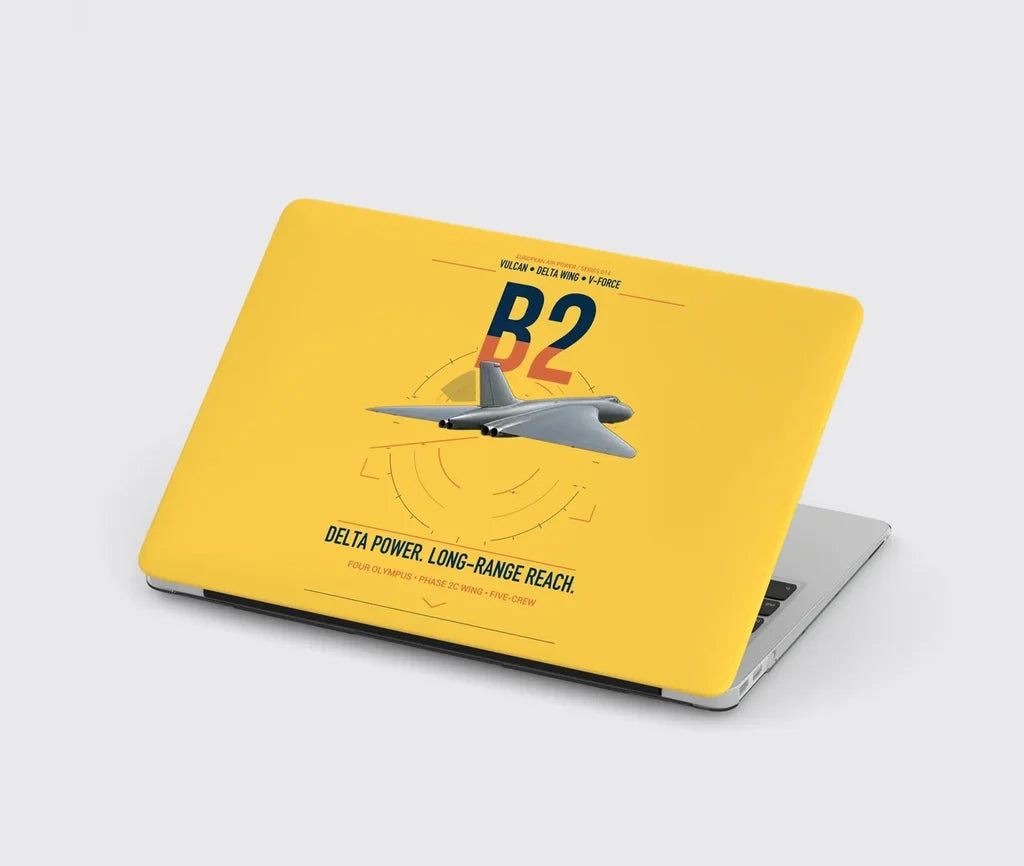 Avro Vulcan B2 design on yellow MacBook case