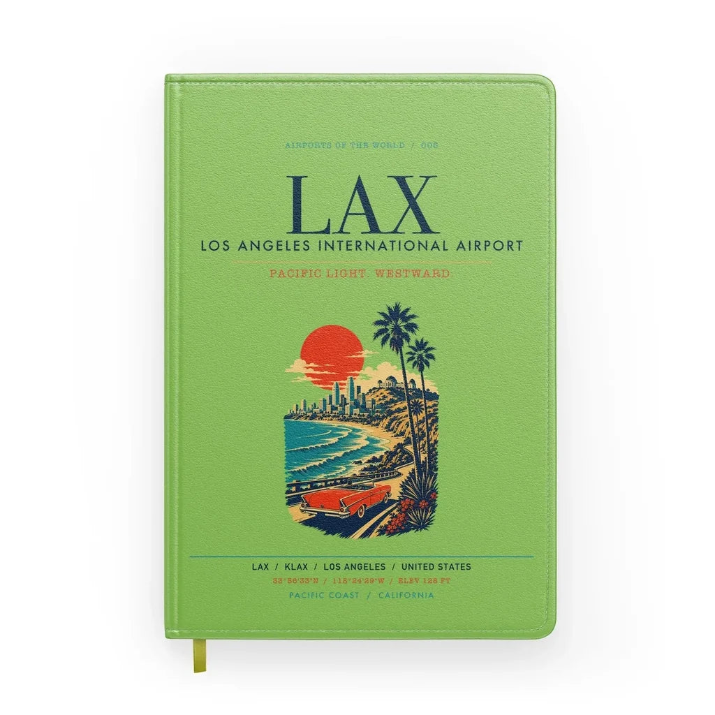 Los Angeles International Airport (LAX) design on light green notebook
