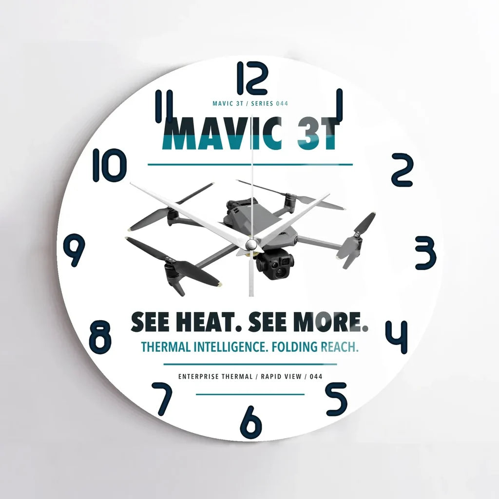DJI Mavic 3 Thermal design on white no frame wall clock