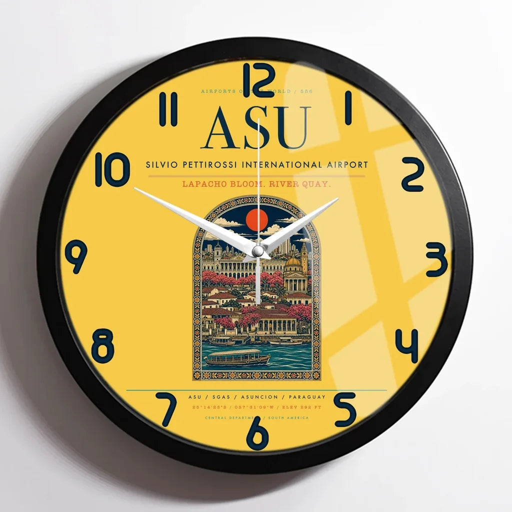 Silvio Pettirossi International Airport ASU Wall-Clock Framed - Yellow