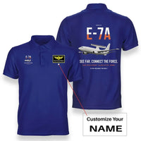 Thumbnail for E-7A Wedgetail design on blue+name double-side polo t-shirt, double-side print